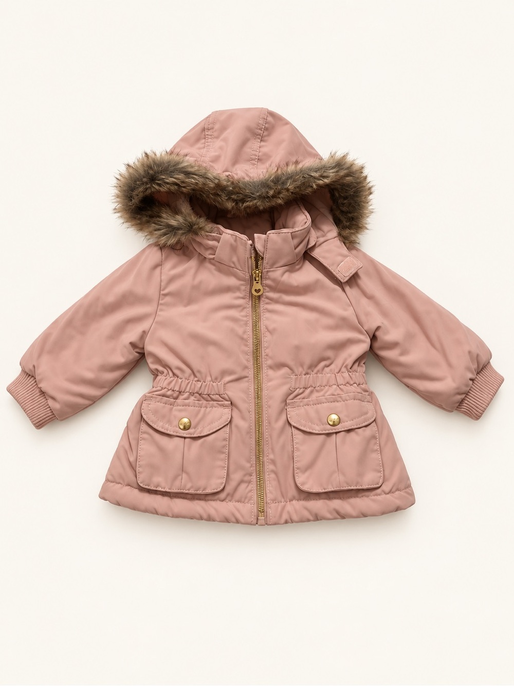 H&M Pink Hooded Jacket with fur